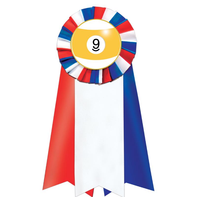 7"JUMBO RD/WH/BLUE MYL ROSETTE