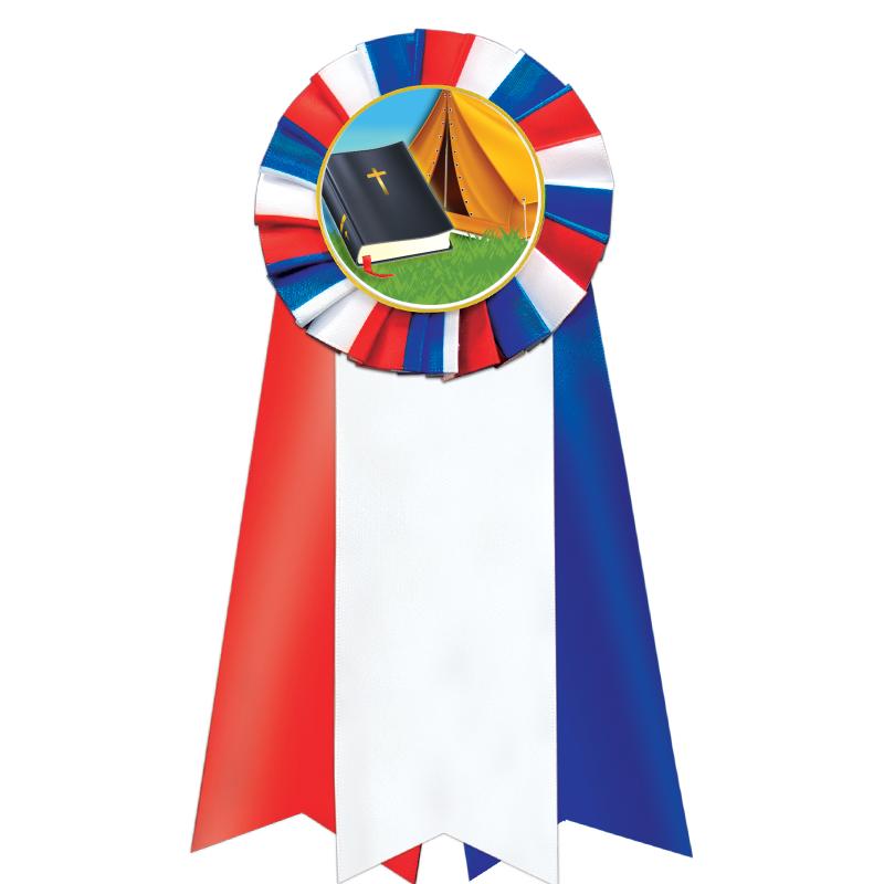 7"JUMBO RD/WH/BLUE MYL ROSETTE