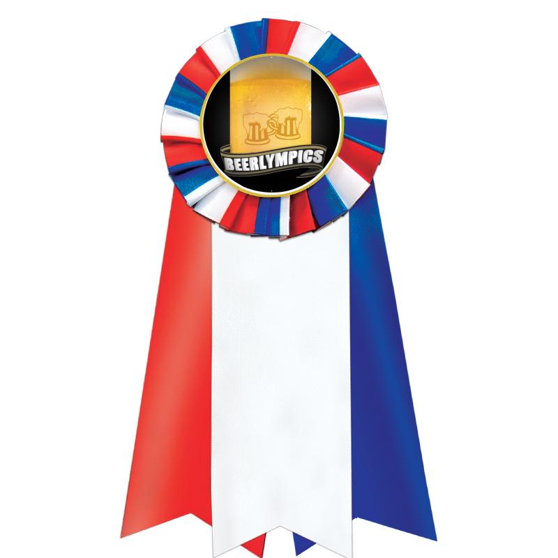 7"JUMBO RD/WH/BLUE MYL ROSETTE