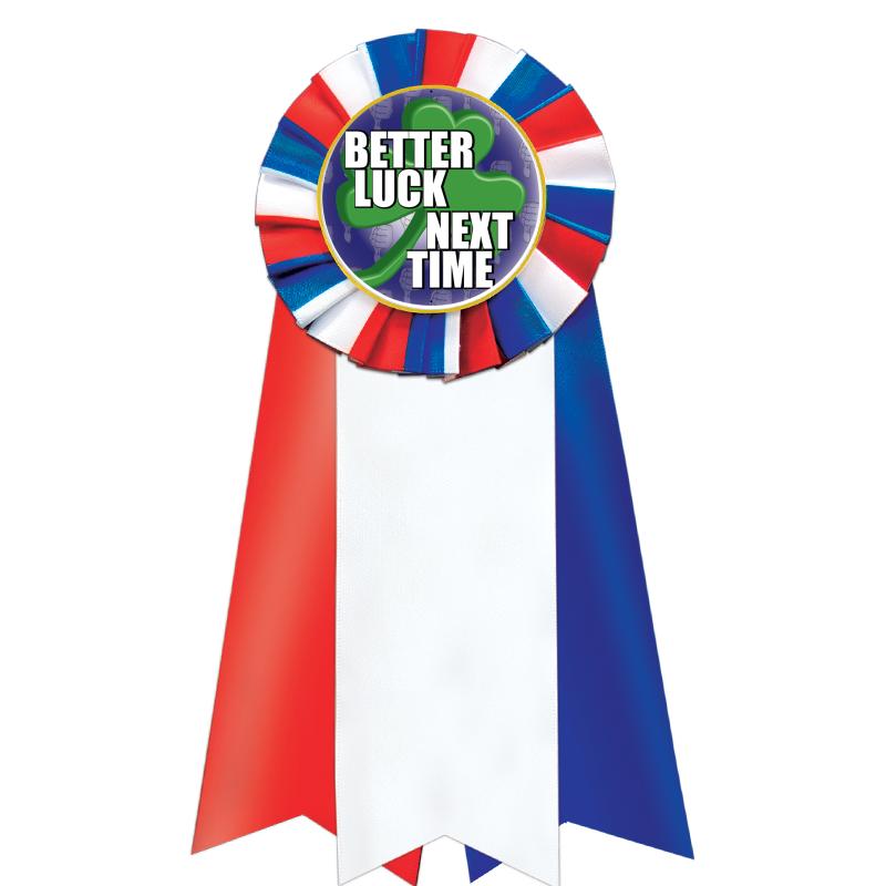 7"JUMBO RD/WH/BLUE MYL ROSETTE