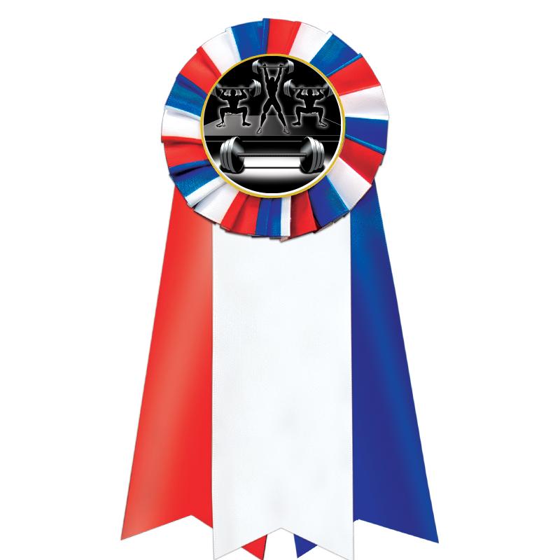 7"JUMBO RD/WH/BLUE MYL ROSETTE