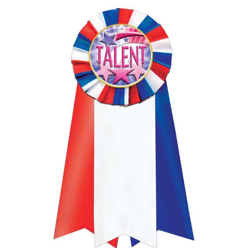 7"JUMBO RD/WH/BLUE MYL ROSETTE