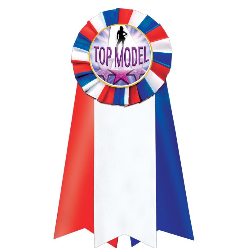 7"JUMBO RD/WH/BLUE MYL ROSETTE