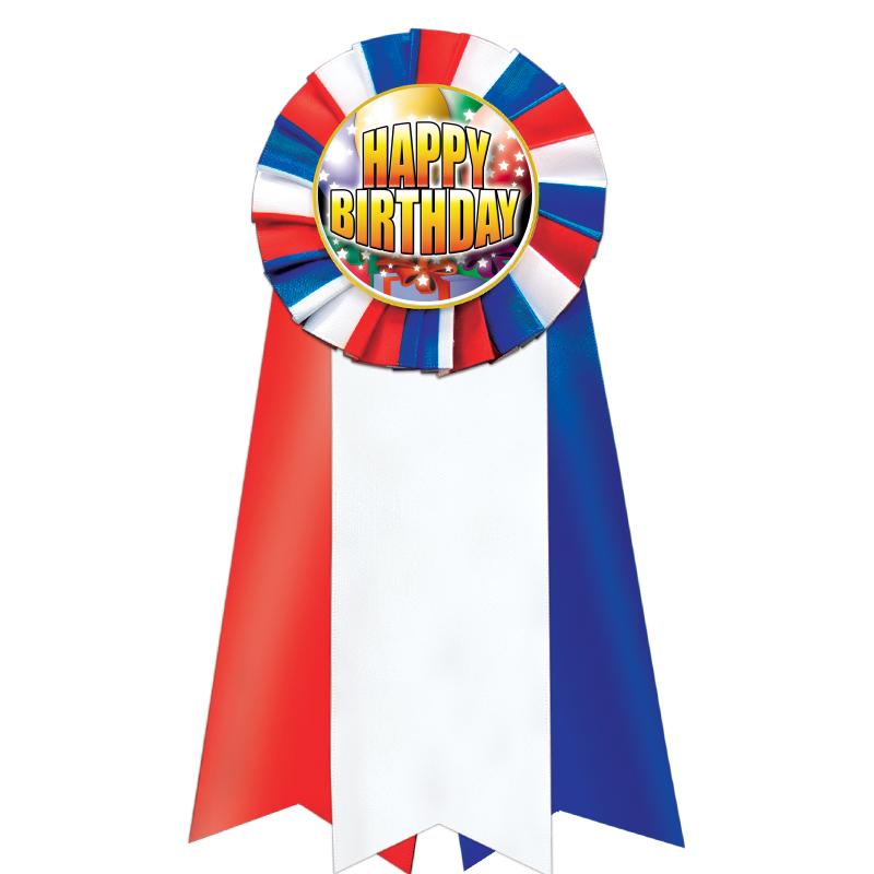 7"JUMBO RD/WH/BLUE MYL ROSETTE