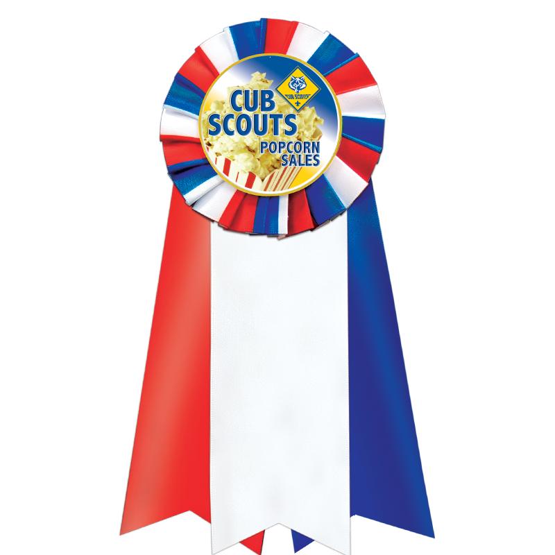 7"JUMBO RD/WH/BLUE MYL ROSETTE