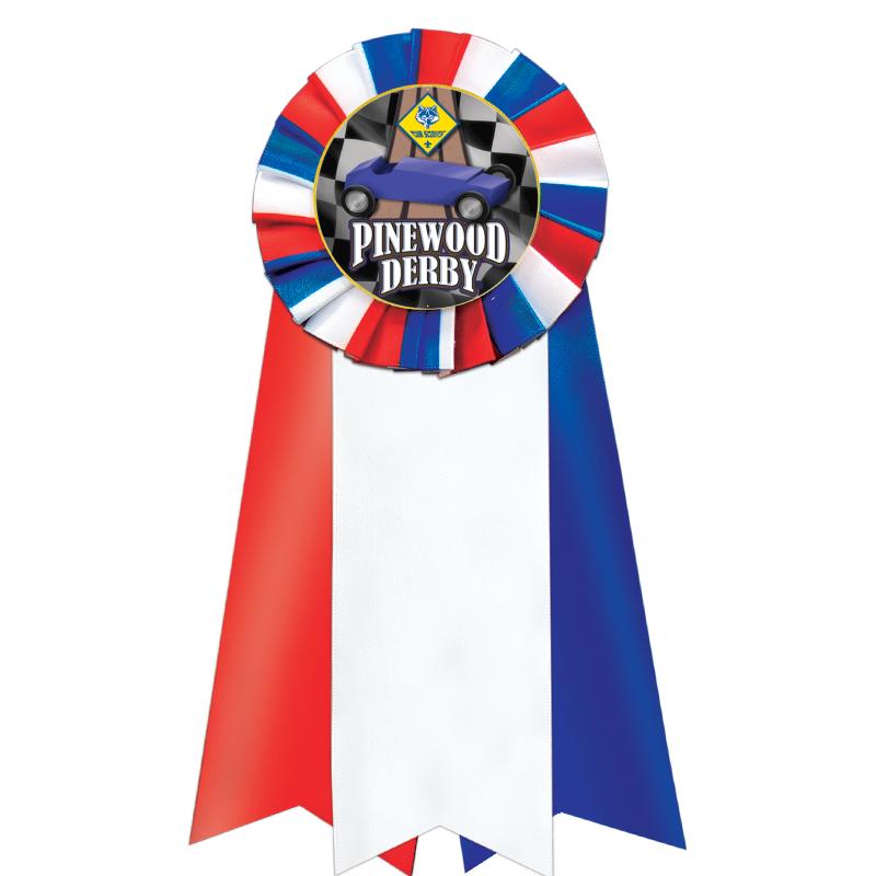 7"JUMBO RD/WH/BLUE MYL ROSETTE