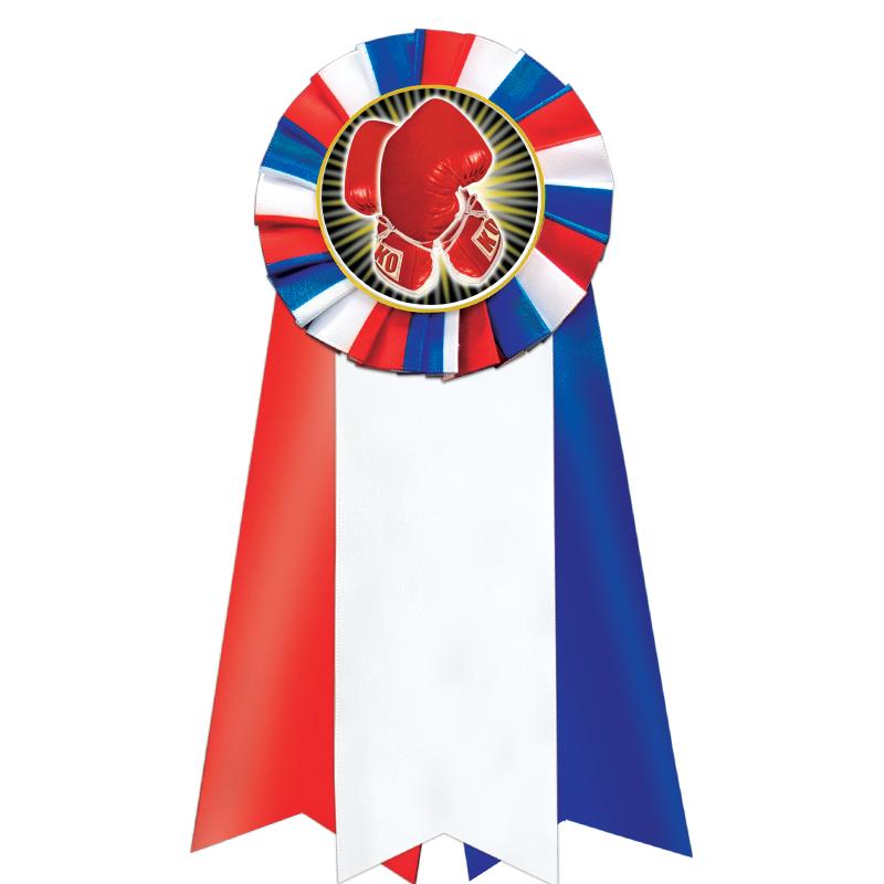 7"JUMBO RD/WH/BLUE MYL ROSETTE