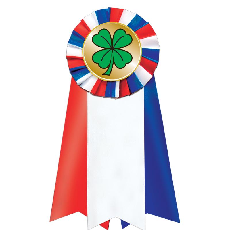 7"JUMBO RD/WH/BLUE MYL ROSETTE