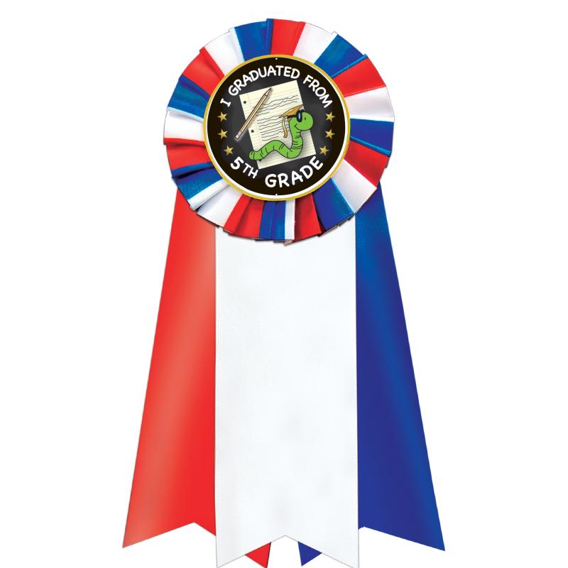 7"JUMBO RD/WH/BLUE MYL ROSETTE