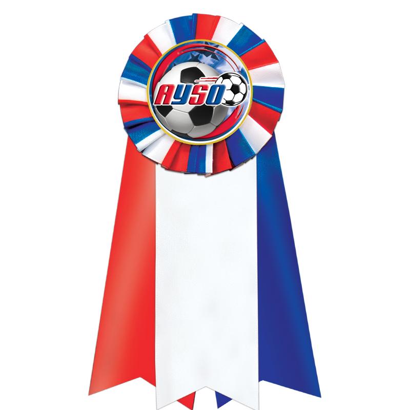 7"JUMBO RD/WH/BLUE MYL ROSETTE