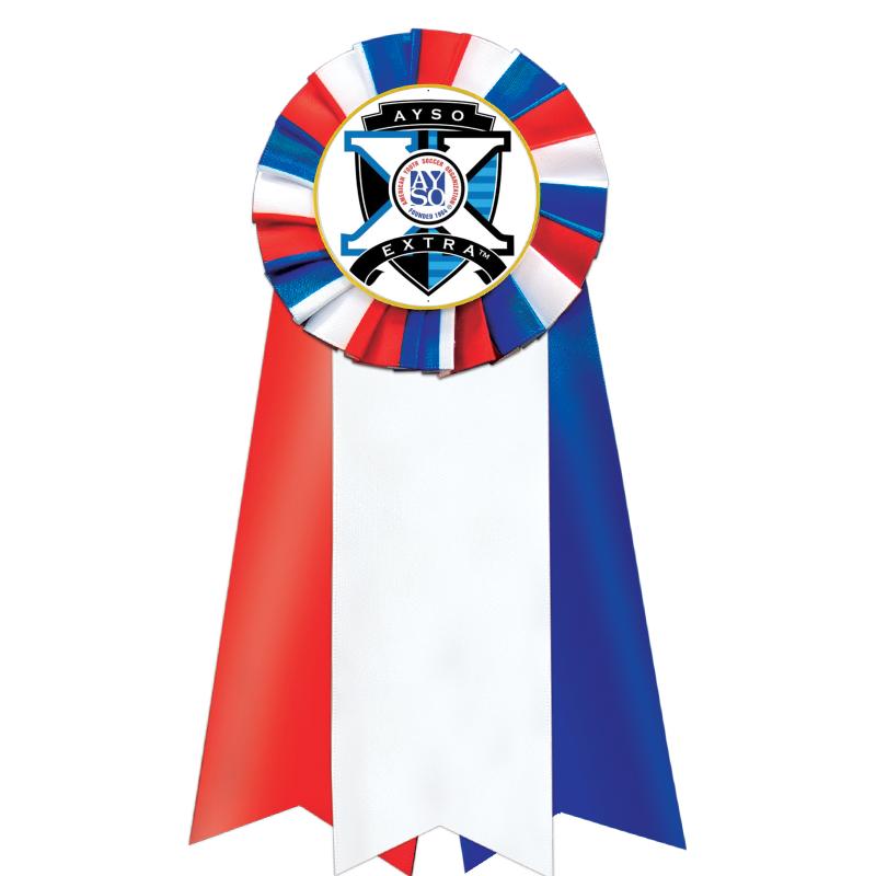 7"JUMBO RD/WH/BLUE MYL ROSETTE