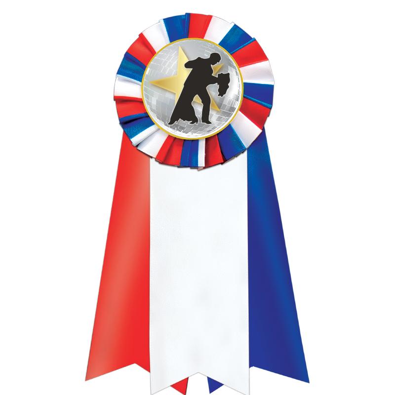 7"JUMBO RD/WH/BLUE MYL ROSETTE