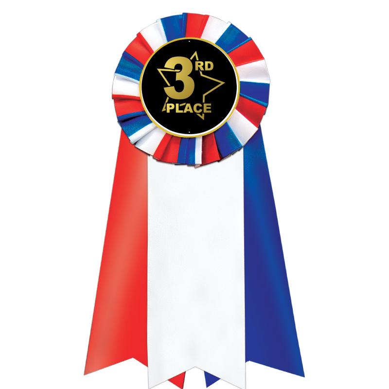 7"JUMBO RD/WH/BLUE MYL ROSETTE