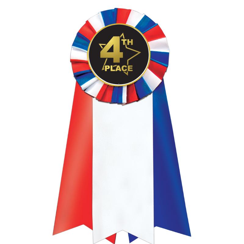 7"JUMBO RD/WH/BLUE MYL ROSETTE