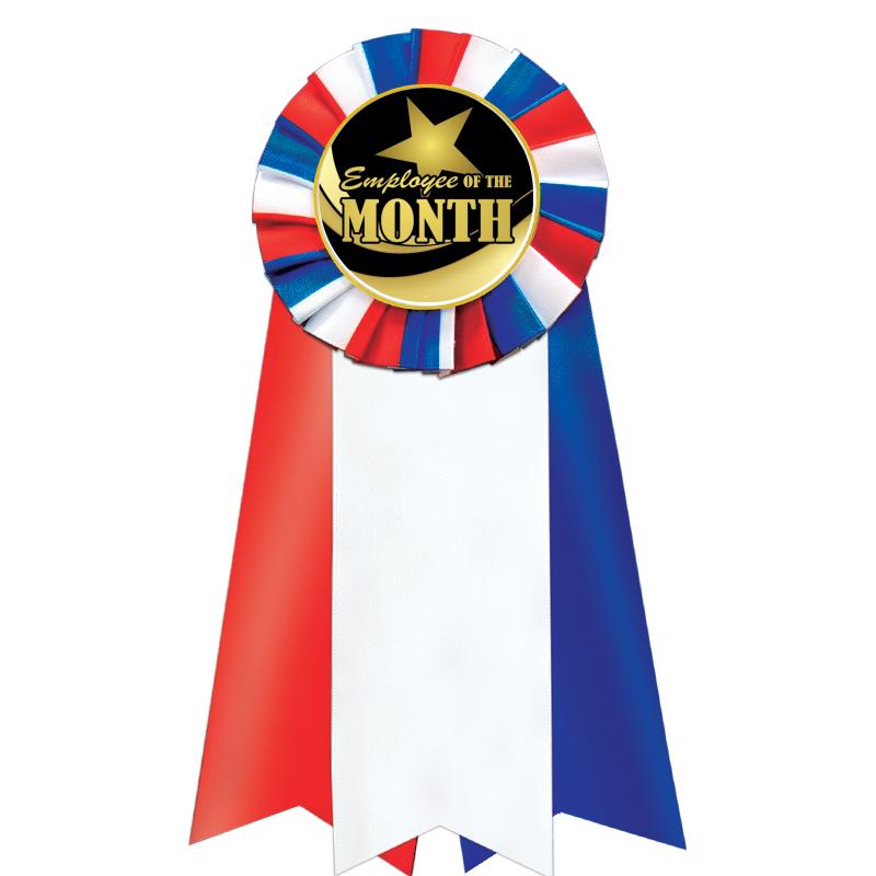 7"JUMBO RD/WH/BLUE MYL ROSETTE