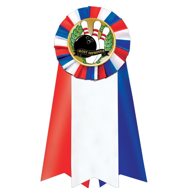 7"JUMBO RD/WH/BLUE MYL ROSETTE