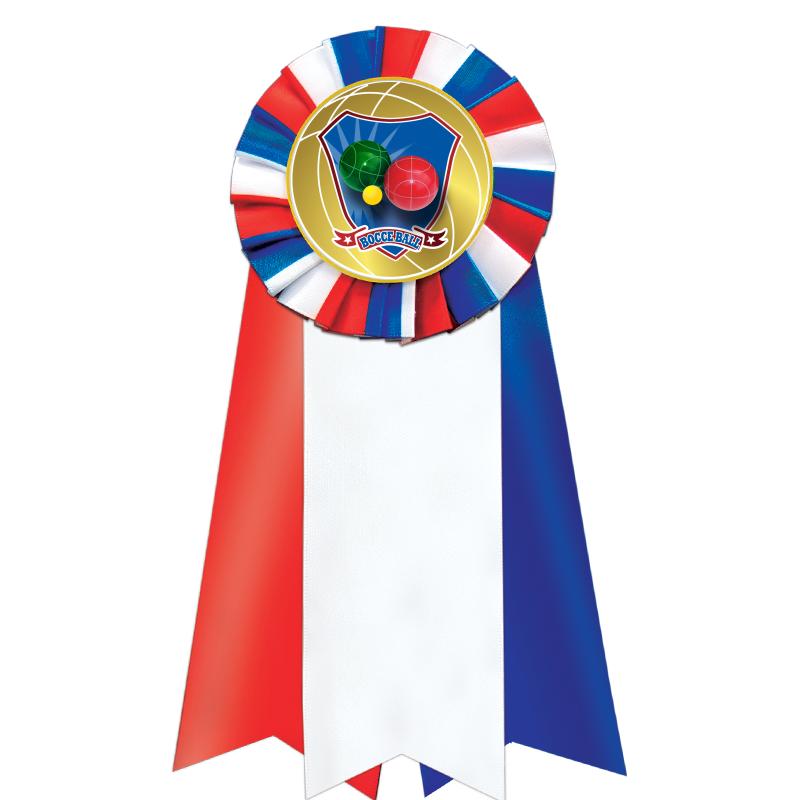 7"JUMBO RD/WH/BLUE MYL ROSETTE