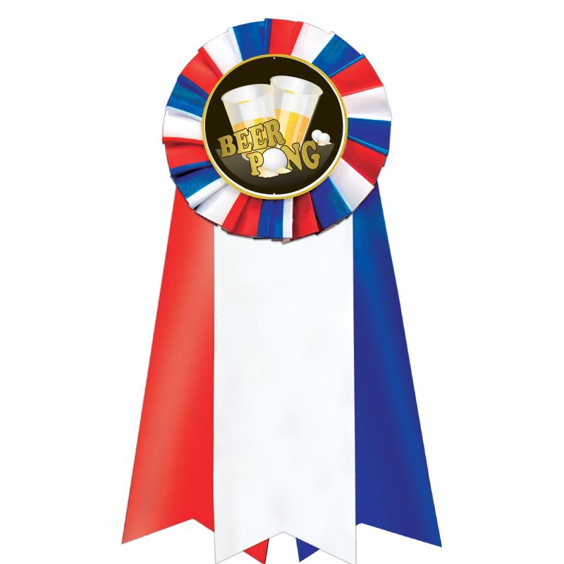 7"JUMBO RD/WH/BLUE MYL ROSETTE