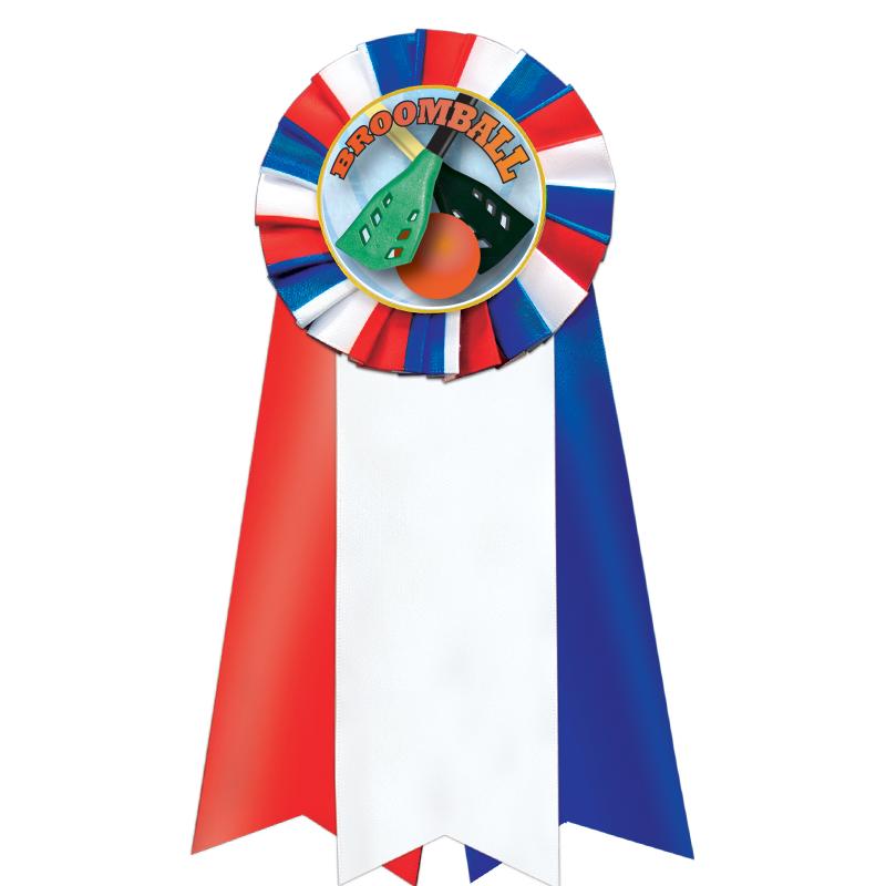 7"JUMBO RD/WH/BLUE MYL ROSETTE