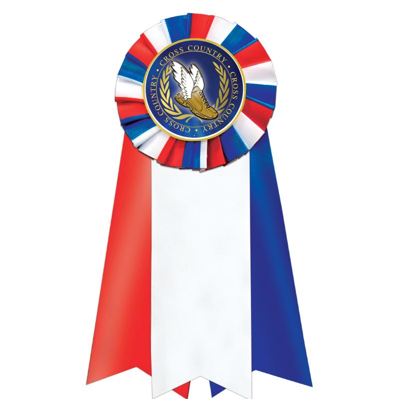 7"JUMBO RD/WH/BLUE MYL ROSETTE