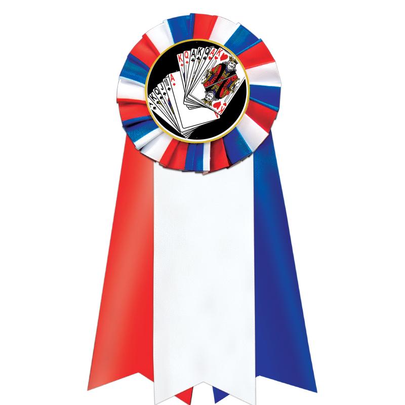 7"JUMBO RD/WH/BLUE MYL ROSETTE