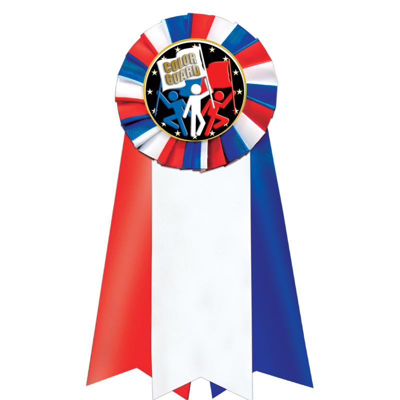 7"JUMBO RD/WH/BLUE MYL ROSETTE