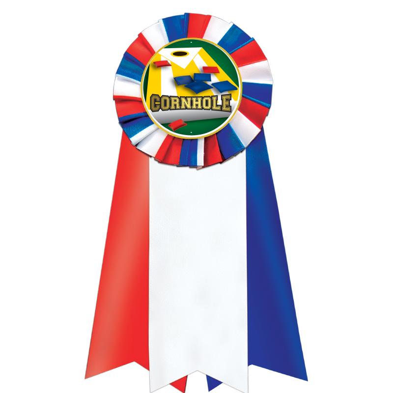 7"JUMBO RD/WH/BLUE MYL ROSETTE