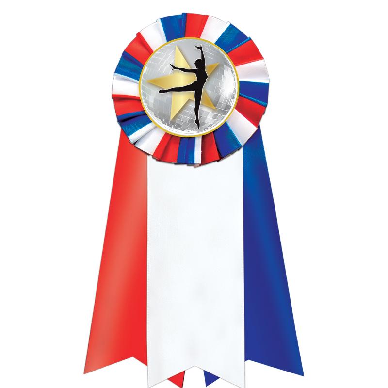 7"JUMBO RD/WH/BLUE MYL ROSETTE