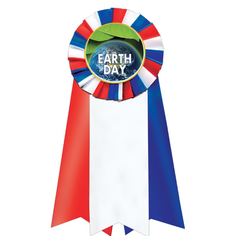 7"JUMBO RD/WH/BLUE MYL ROSETTE