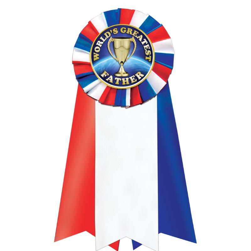 7"JUMBO RD/WH/BLUE MYL ROSETTE