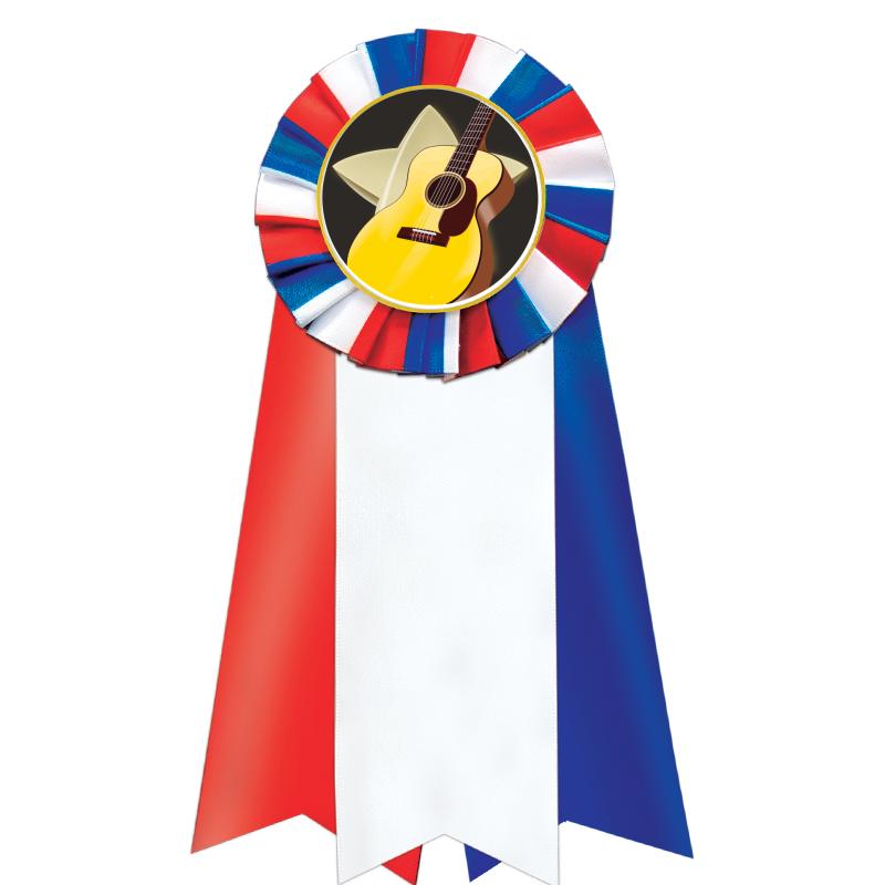 7"JUMBO RD/WH/BLUE MYL ROSETTE