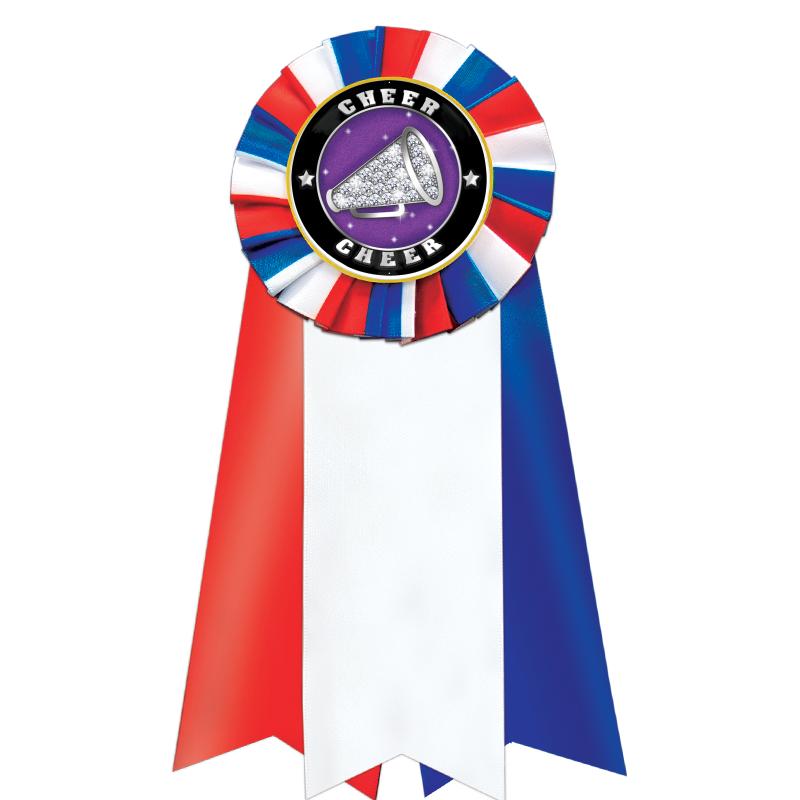 7"JUMBO RD/WH/BLUE MYL ROSETTE