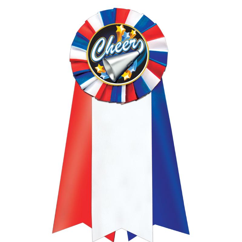 7"JUMBO RD/WH/BLUE MYL ROSETTE