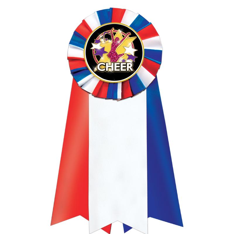 7"JUMBO RD/WH/BLUE MYL ROSETTE