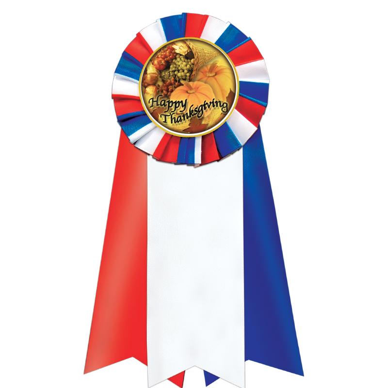 7"JUMBO RD/WH/BLUE MYL ROSETTE