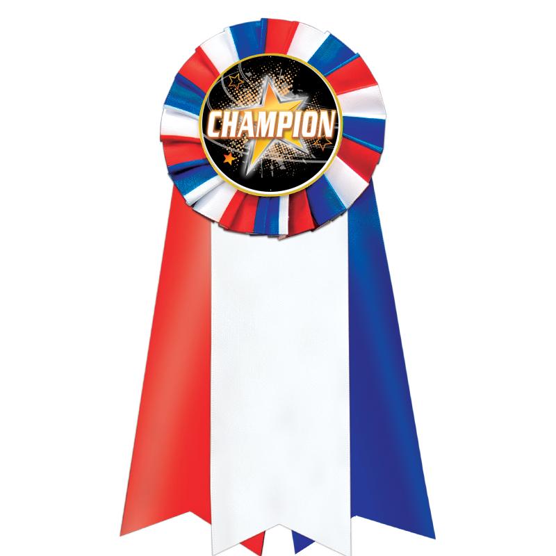 7"JUMBO RD/WH/BLUE MYL ROSETTE