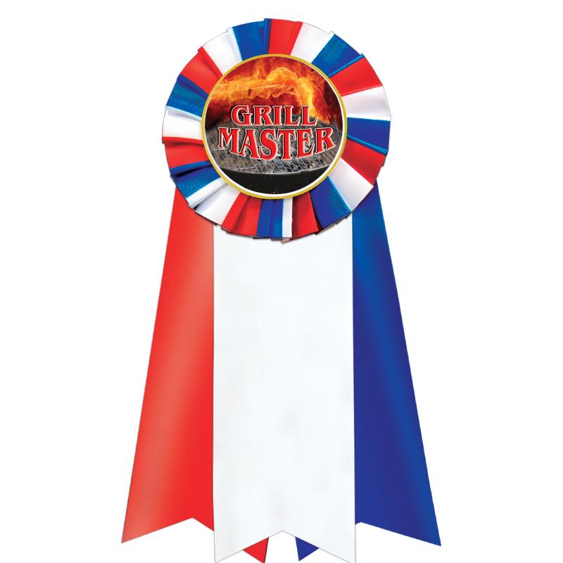 7"JUMBO RD/WH/BLUE MYL ROSETTE