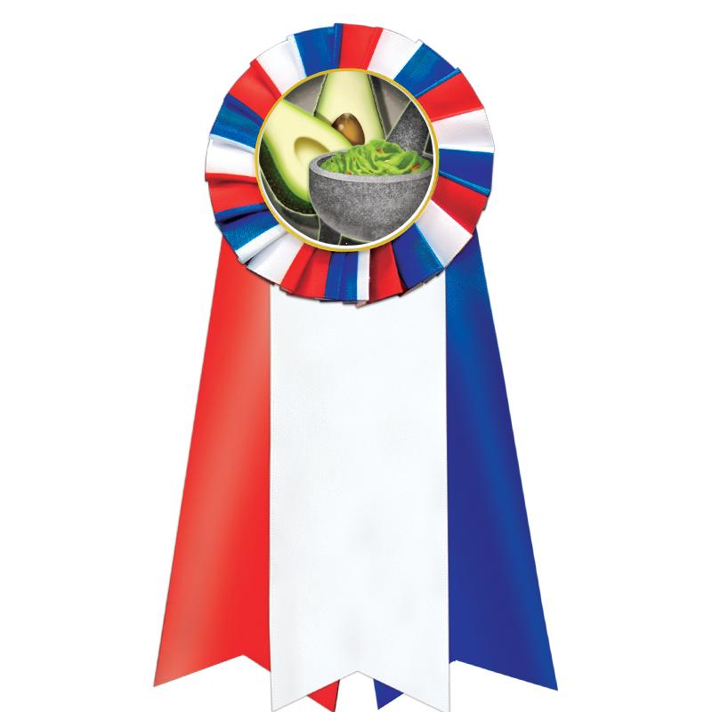 7"JUMBO RD/WH/BLUE MYL ROSETTE