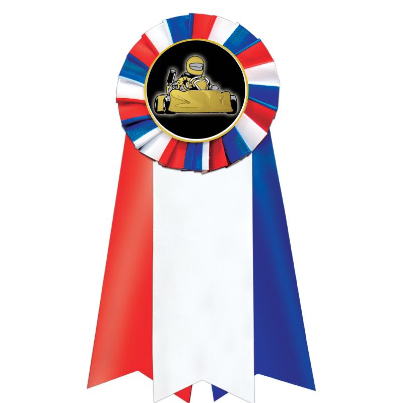 7"JUMBO RD/WH/BLUE MYL ROSETTE