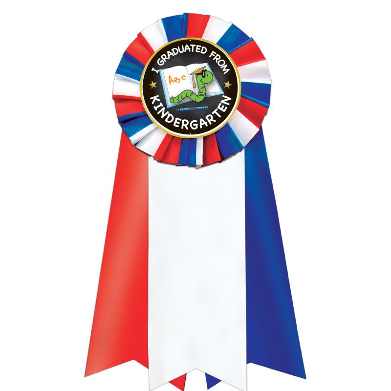 7"JUMBO RD/WH/BLUE MYL ROSETTE