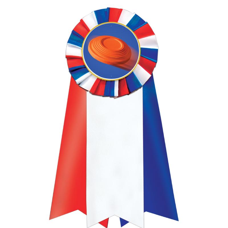 7"JUMBO RD/WH/BLUE MYL ROSETTE