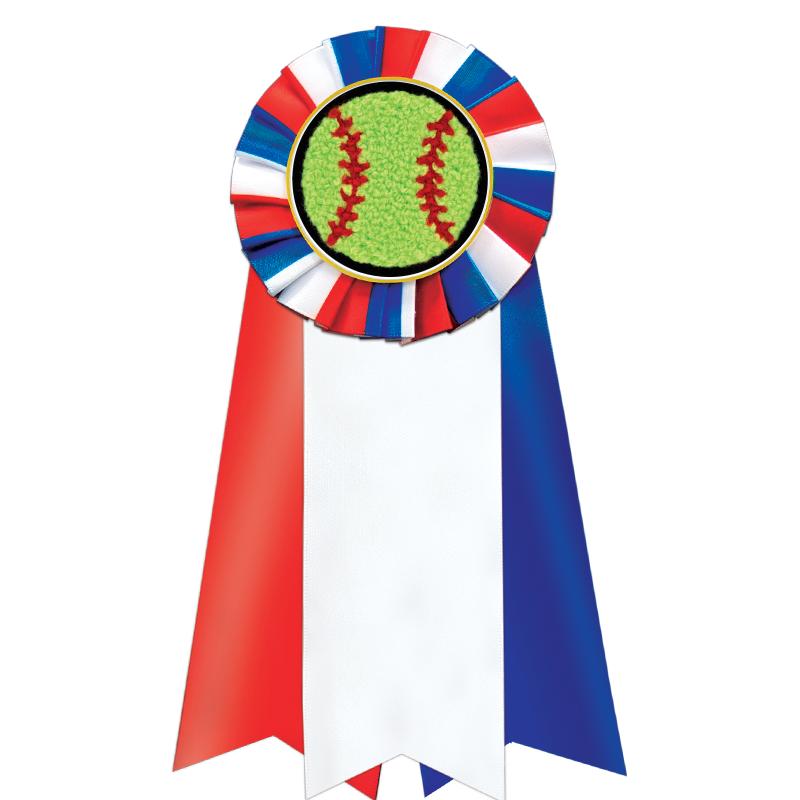 7"JUMBO RD/WH/BLUE MYL ROSETTE