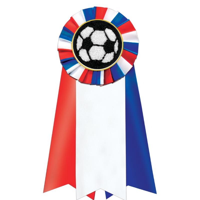 7"JUMBO RD/WH/BLUE MYL ROSETTE