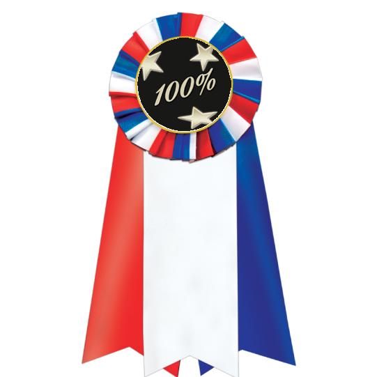 7"JUMBO RD/WH/BLUE MYL ROSETTE