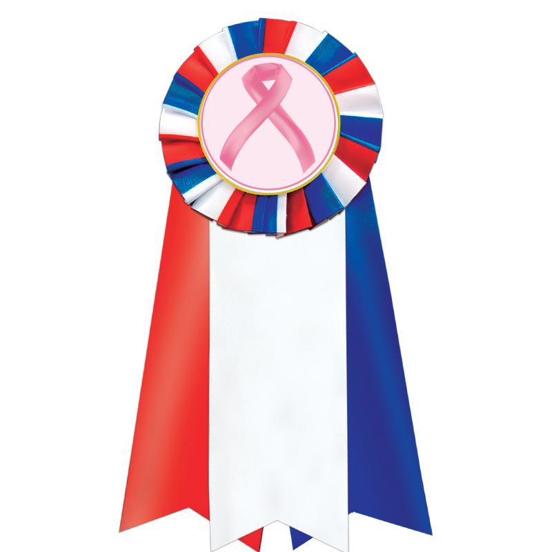 7"JUMBO RD/WH/BLUE MYL ROSETTE