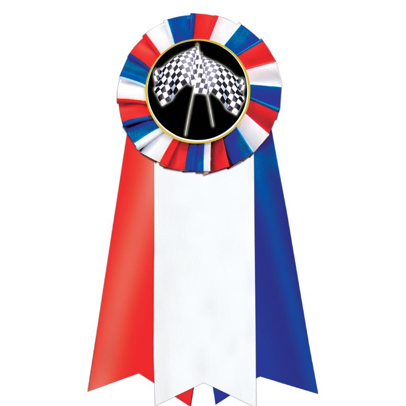 7"JUMBO RD/WH/BLUE MYL ROSETTE