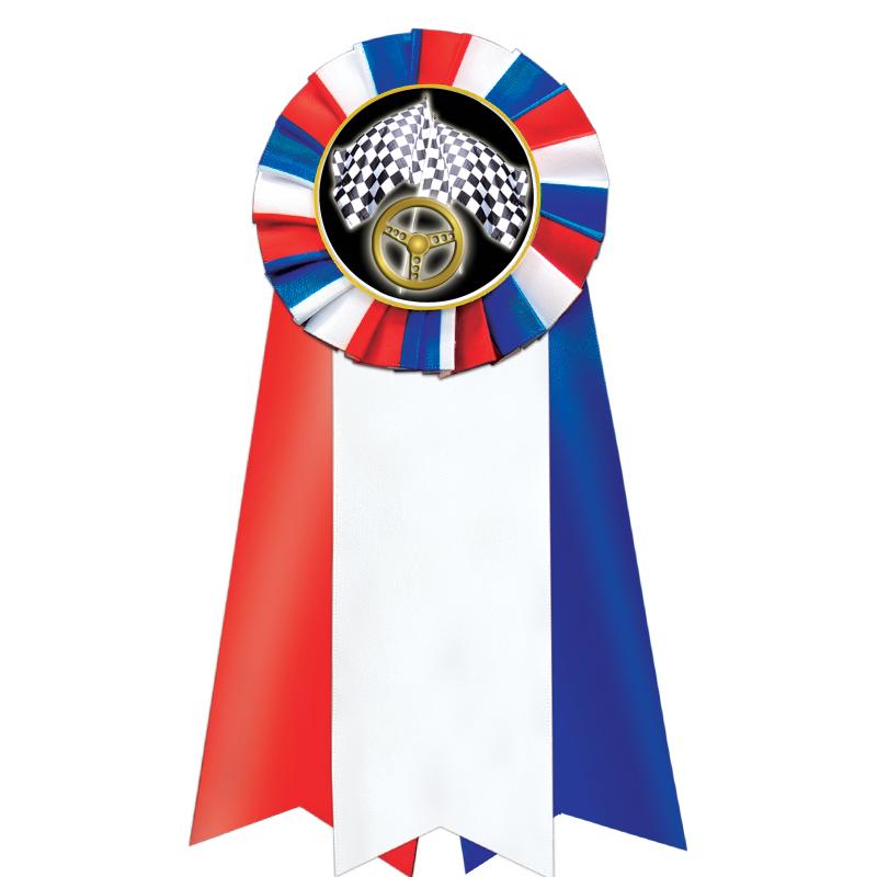 7"JUMBO RD/WH/BLUE MYL ROSETTE