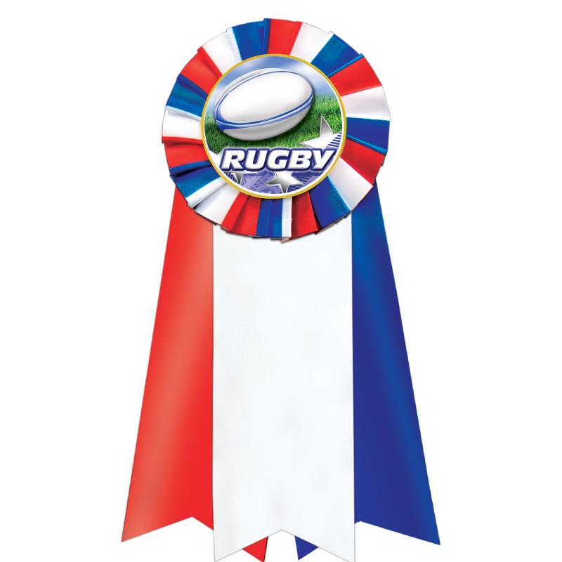 7"JUMBO RD/WH/BLUE MYL ROSETTE