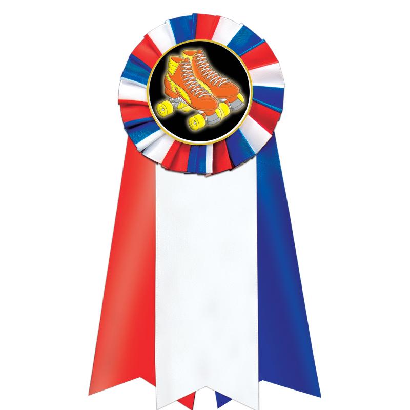 7"JUMBO RD/WH/BLUE MYL ROSETTE