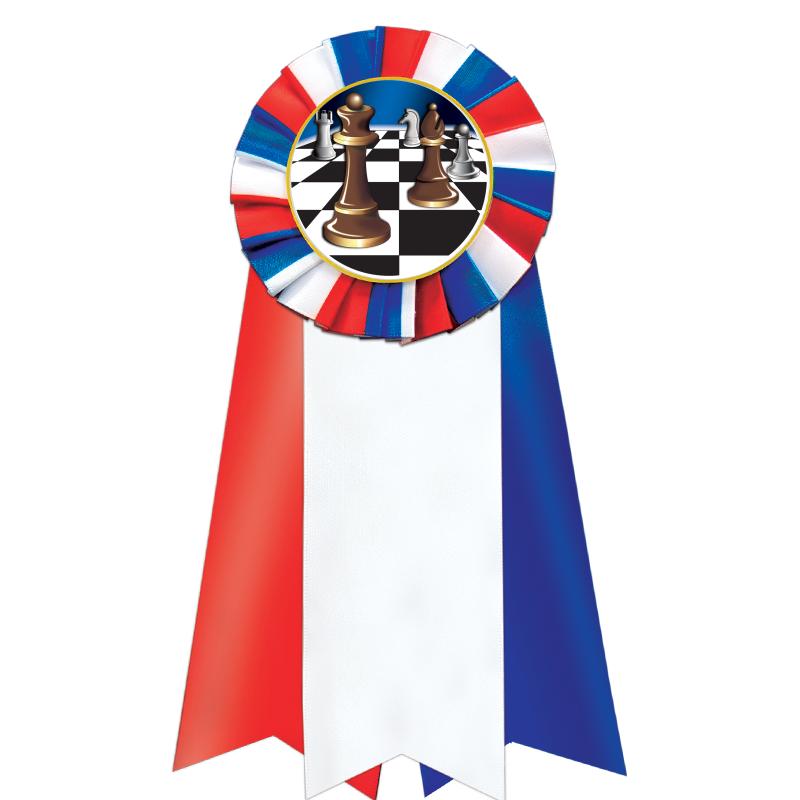 7"JUMBO RD/WH/BLUE MYL ROSETTE